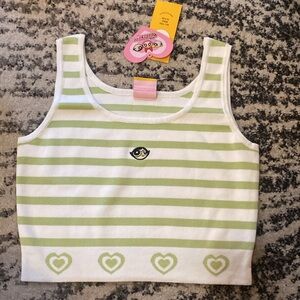 Caco x Powerpuff Girls Green Striped Tank Top size M